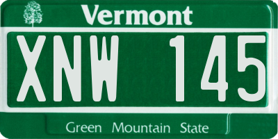 VT license plate XNW145