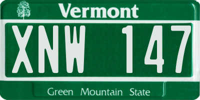 VT license plate XNW147