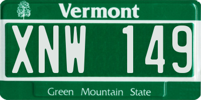VT license plate XNW149