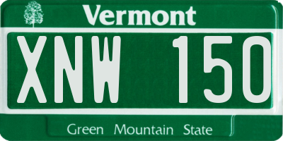 VT license plate XNW150