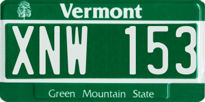 VT license plate XNW153