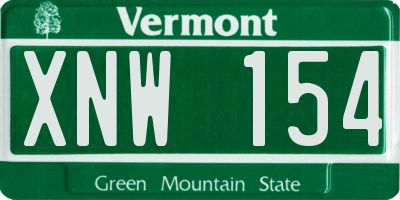 VT license plate XNW154