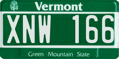 VT license plate XNW166