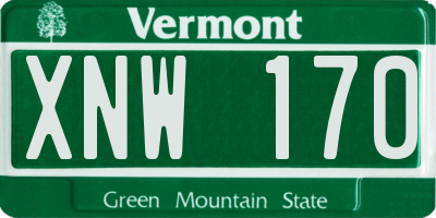 VT license plate XNW170