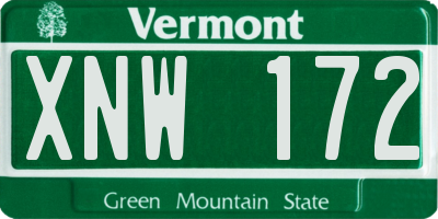 VT license plate XNW172