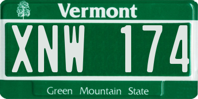 VT license plate XNW174