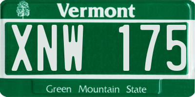 VT license plate XNW175