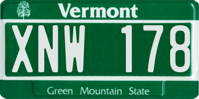 VT license plate XNW178