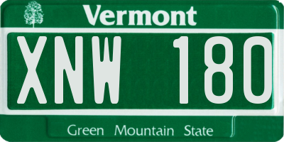 VT license plate XNW180