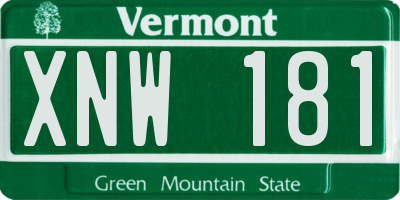 VT license plate XNW181