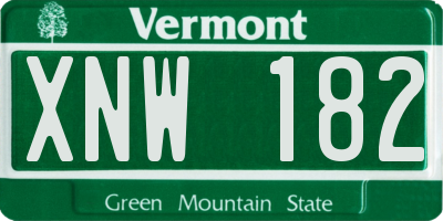 VT license plate XNW182