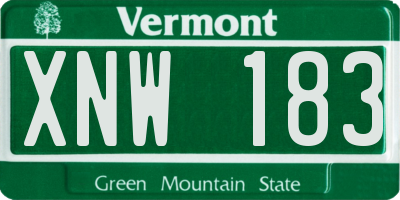 VT license plate XNW183