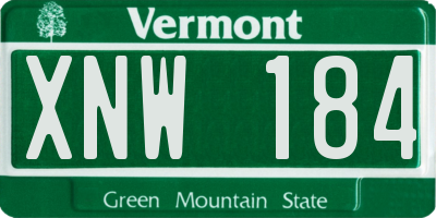 VT license plate XNW184