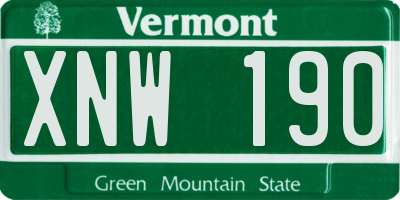 VT license plate XNW190