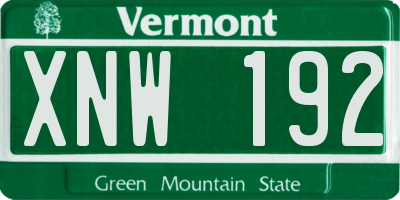 VT license plate XNW192
