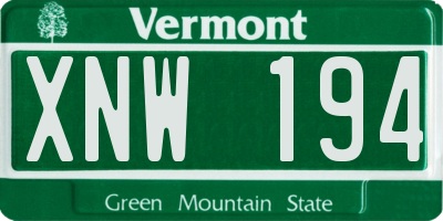 VT license plate XNW194