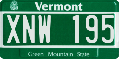 VT license plate XNW195