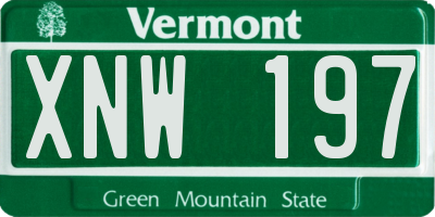 VT license plate XNW197