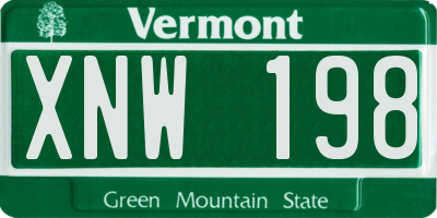 VT license plate XNW198