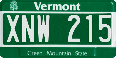 VT license plate XNW215