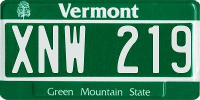 VT license plate XNW219