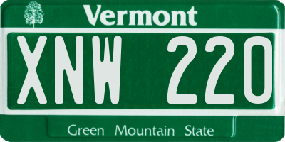 VT license plate XNW220