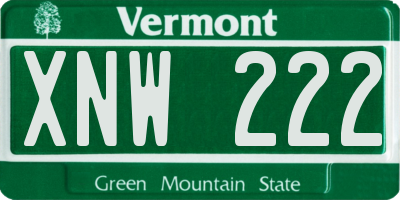 VT license plate XNW222