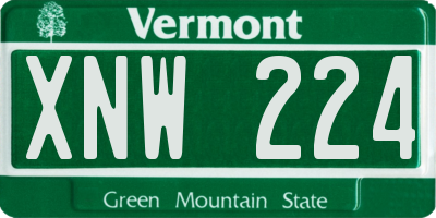 VT license plate XNW224