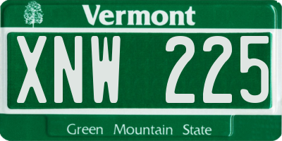 VT license plate XNW225