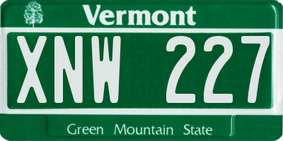 VT license plate XNW227
