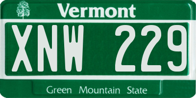 VT license plate XNW229