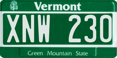 VT license plate XNW230