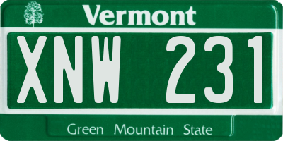 VT license plate XNW231