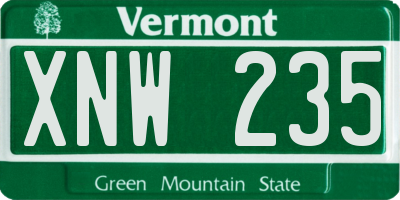 VT license plate XNW235