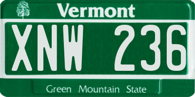 VT license plate XNW236