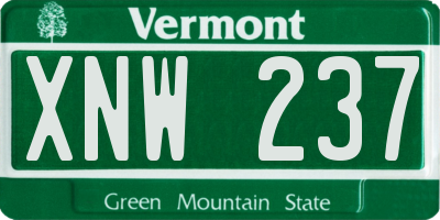 VT license plate XNW237