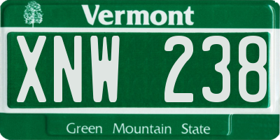 VT license plate XNW238