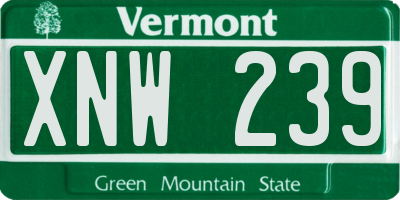 VT license plate XNW239