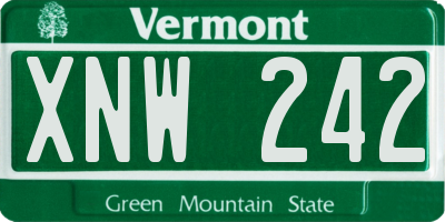 VT license plate XNW242