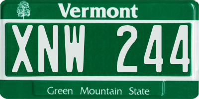 VT license plate XNW244
