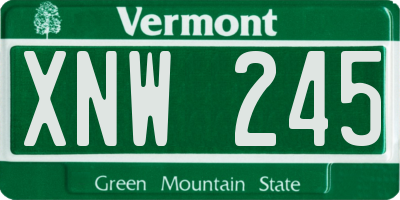 VT license plate XNW245