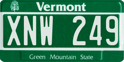 VT license plate XNW249