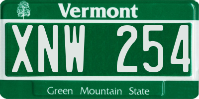 VT license plate XNW254