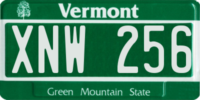 VT license plate XNW256