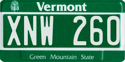 VT license plate XNW260