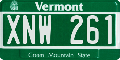 VT license plate XNW261