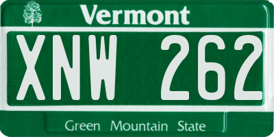 VT license plate XNW262