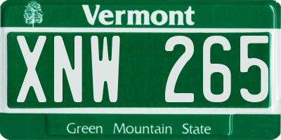 VT license plate XNW265