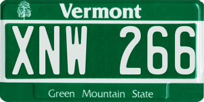 VT license plate XNW266