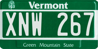VT license plate XNW267